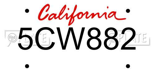 5CW882 California License Plate