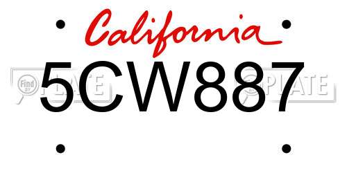 5CW887 California License Plate