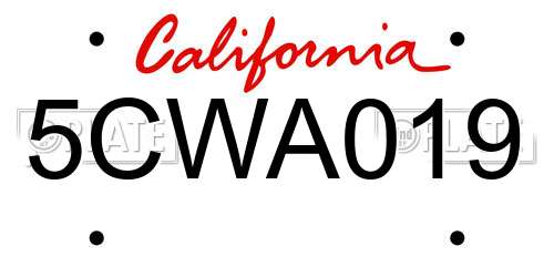 5CWA019 California License Plate