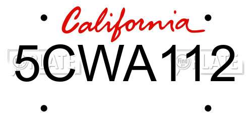 5CWA112 California License Plate