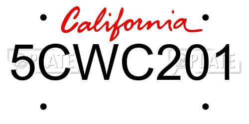 5CWC201 California License Plate