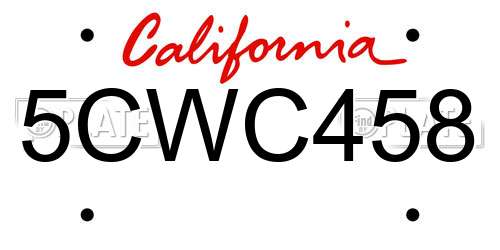 5CWC458 California License Plate
