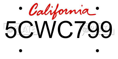 5CWC799 California License Plate