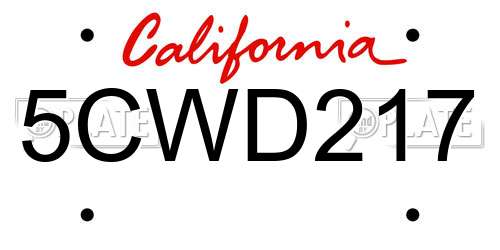 5CWD217 California License Plate