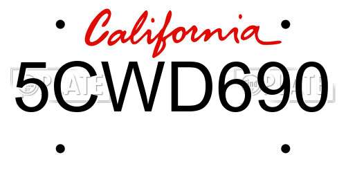 5CWD690 California License Plate