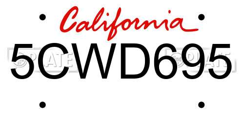 5CWD695 California License Plate