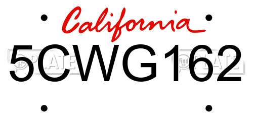 5CWG162 California License Plate