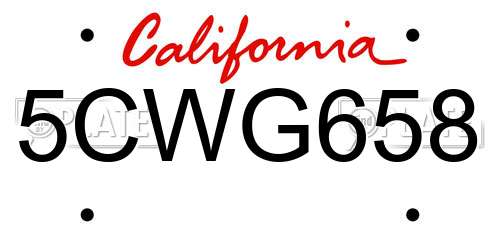 5CWG658 California License Plate