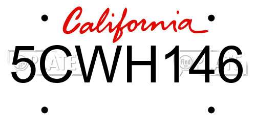 5CWH146 California License Plate