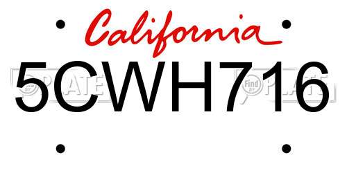 5CWH716 California License Plate
