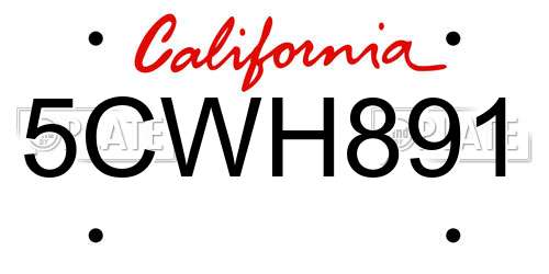 5CWH891 California License Plate