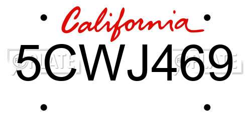 5CWJ469 California License Plate