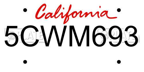 5CWM693 California License Plate