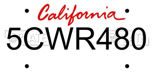 5CWR480 California License Plate