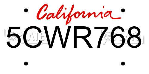 5CWR768 California License Plate