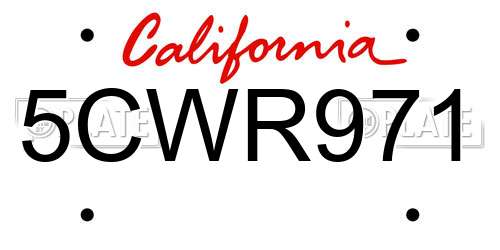 5CWR971 California License Plate