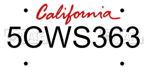 5CWS363 California License Plate