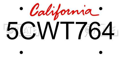 5CWT764 California License Plate