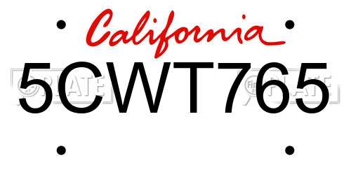 5CWT765 California License Plate