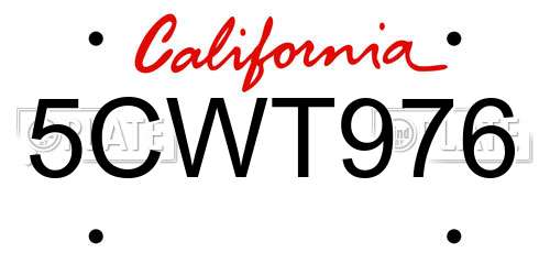 5CWT976 California License Plate