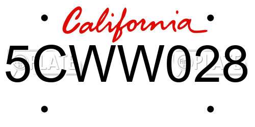 5CWW028 California License Plate