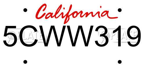 5CWW319 California License Plate