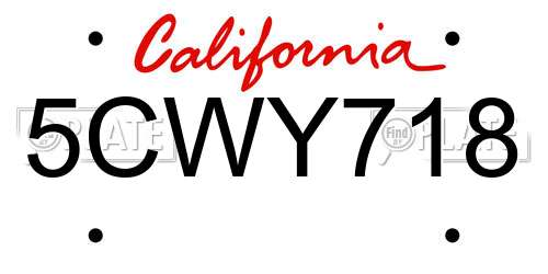5CWY718 California License Plate