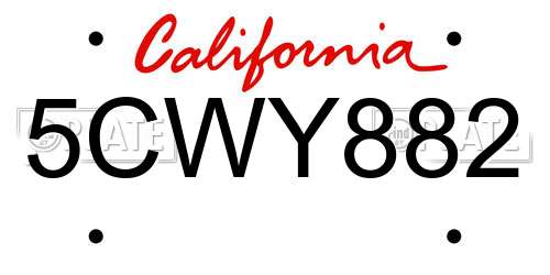 5CWY882 California License Plate