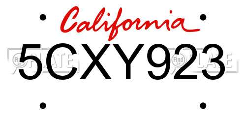 5CXY923 California License Plate