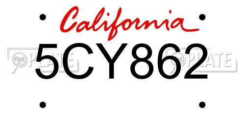 5CY862 California License Plate