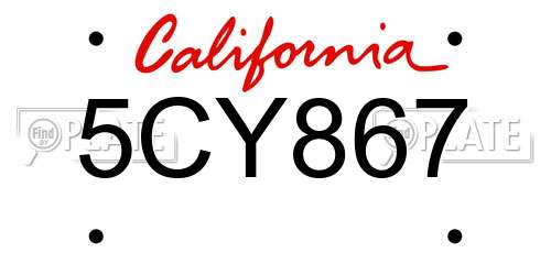 5CY867 California License Plate