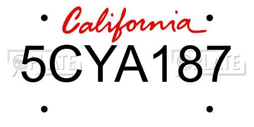 5CYA187 California License Plate