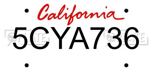5CYA736 California License Plate