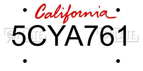 5CYA761 California License Plate