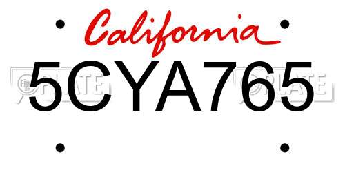 5CYA765 California License Plate