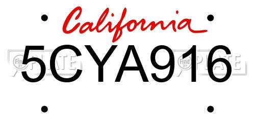 5CYA916 California License Plate