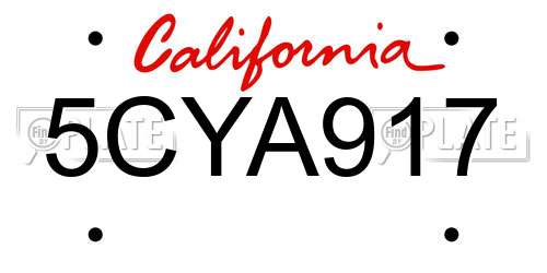 5CYA917 California License Plate