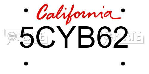 5CYB62 California License Plate