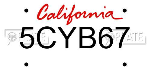 5CYB67 California License Plate
