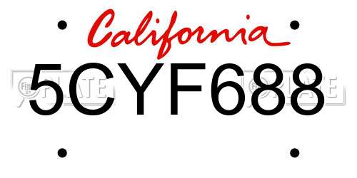5CYF688 California License Plate