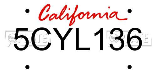 5CYL136 California License Plate