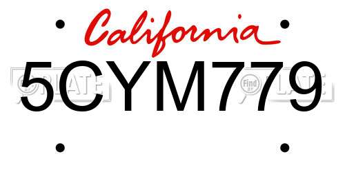 5CYM779 California License Plate
