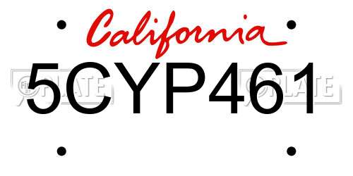 5CYP461 California License Plate