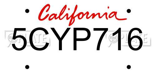 5CYP716 California License Plate