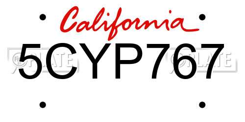 5CYP767 California License Plate