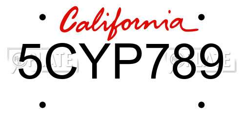 5CYP789 California License Plate