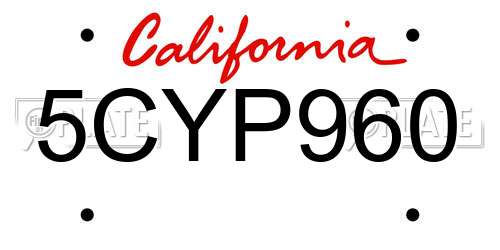 5CYP960 California License Plate
