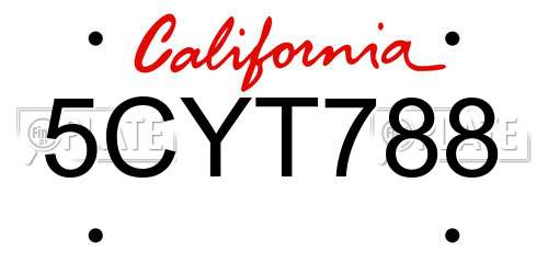 5CYT788 California License Plate