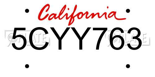 5CYY763 California License Plate