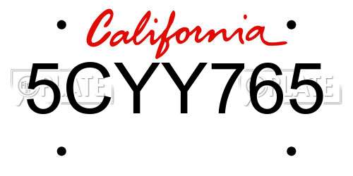 5CYY765 California License Plate